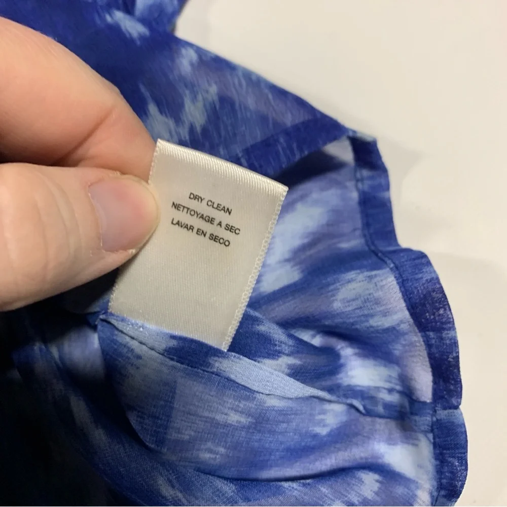 Michael Kors Blue Tie-Dye Blouse with Jems Vneck Collar 2328‎ M